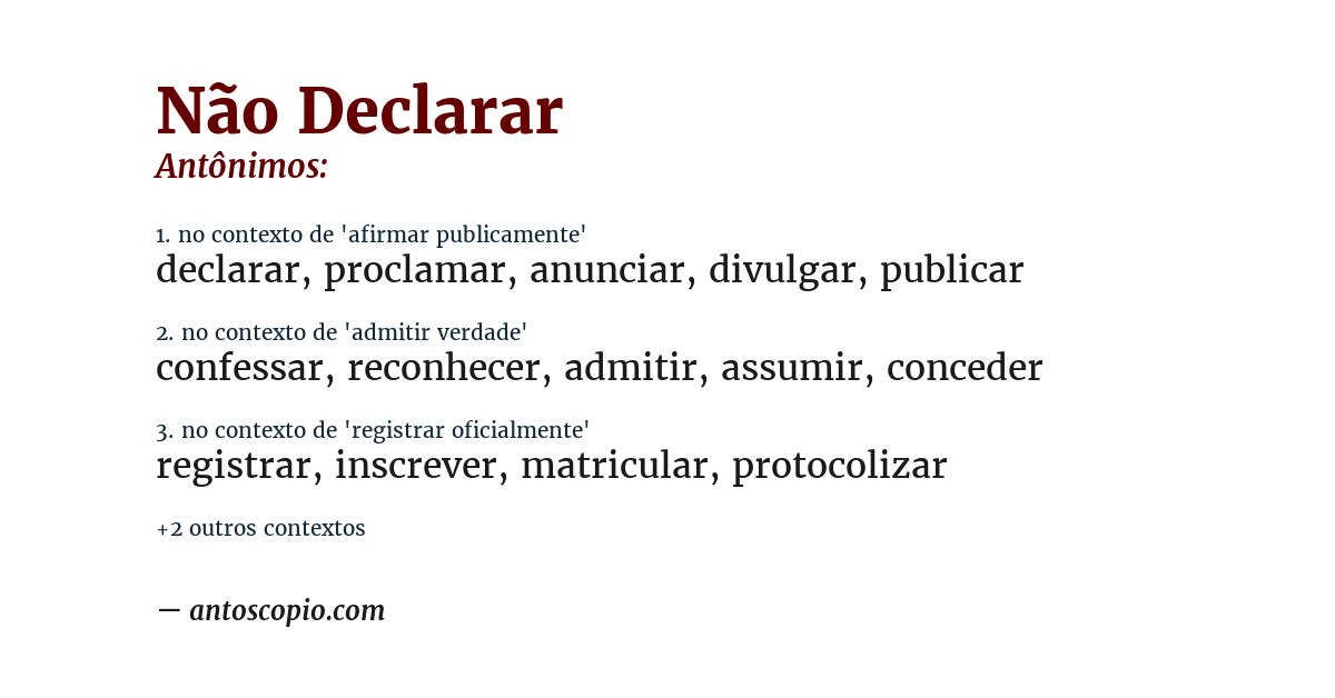 Antônimo de não declarar