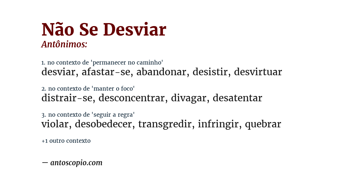 Antônimo de não se desviar