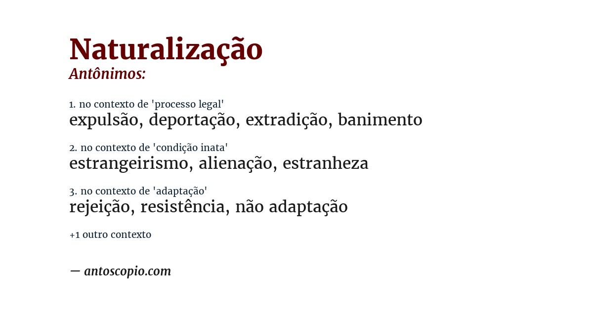 Antônimo de naturalização