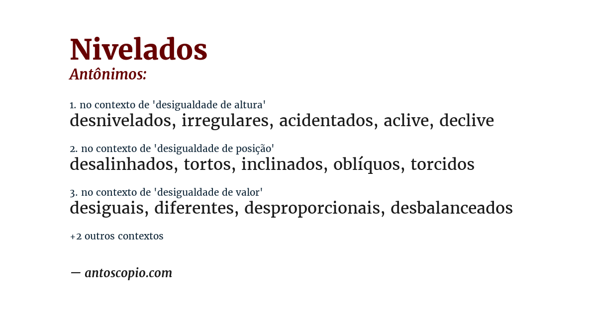 Antônimo de nivelados