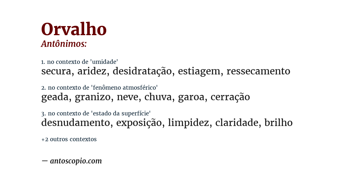 Antônimo de orvalho