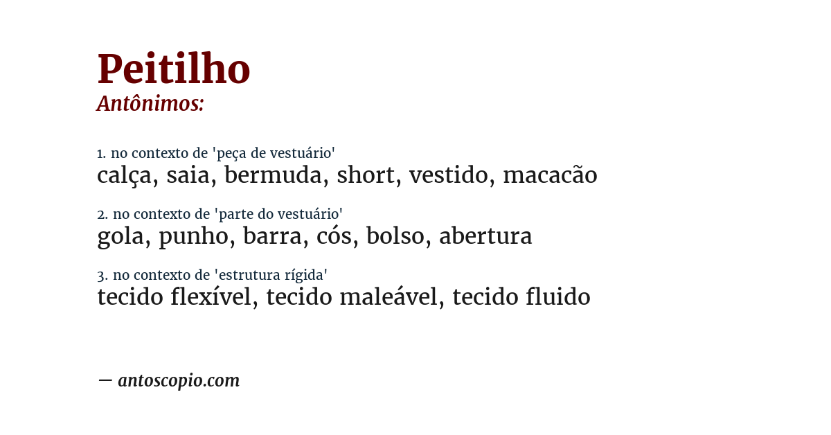 Antônimo de peitilho