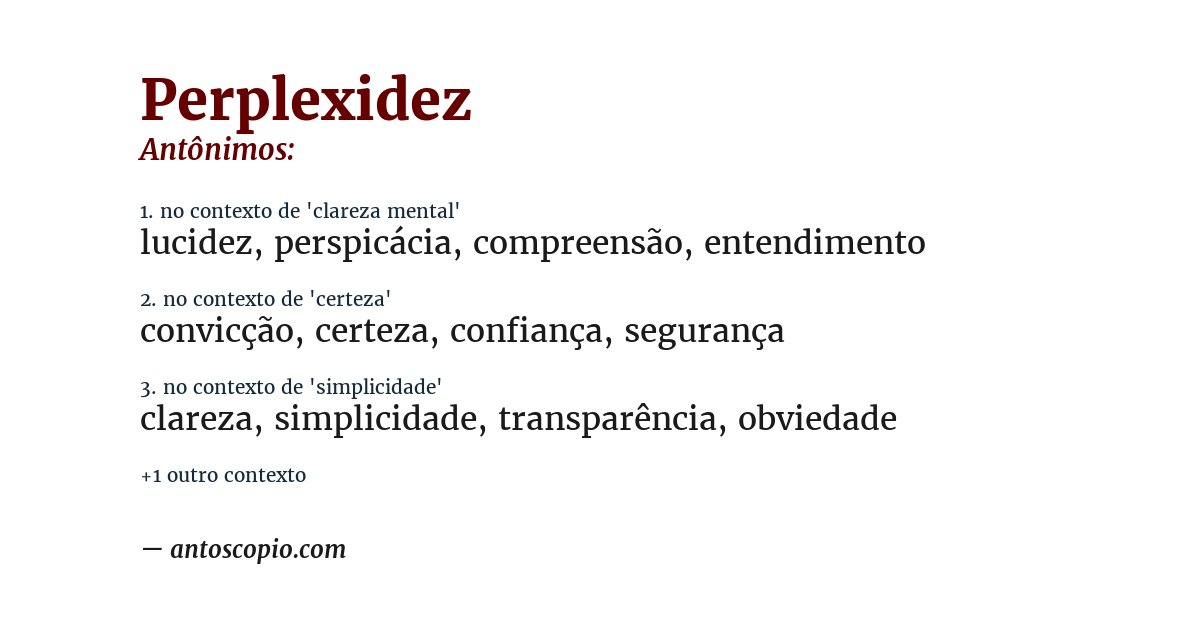 Antônimo de perplexidez