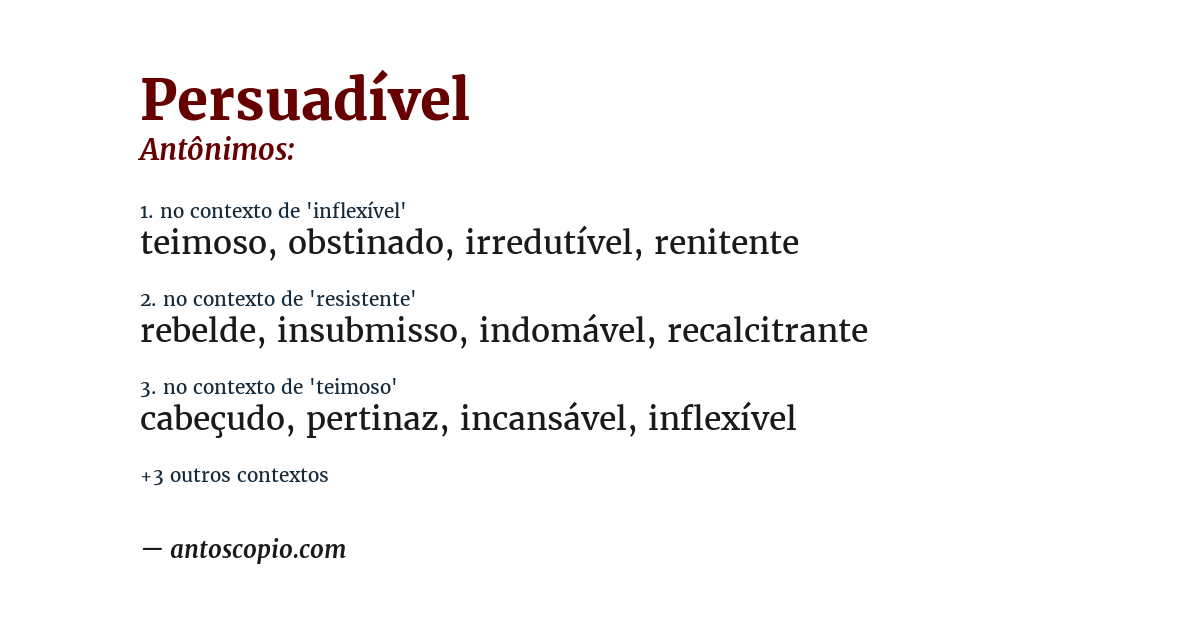 Antônimo de persuadível