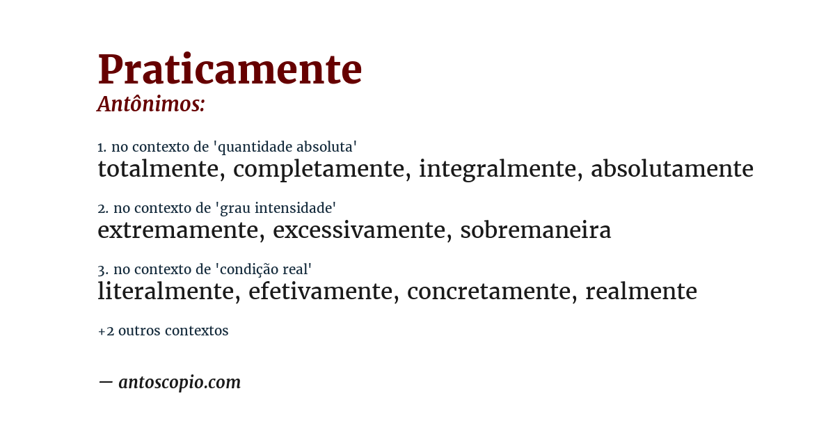 Antônimo de praticamente
