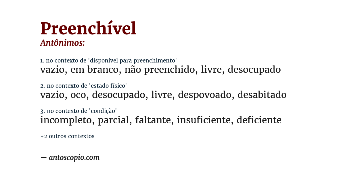 Antônimo de preenchível