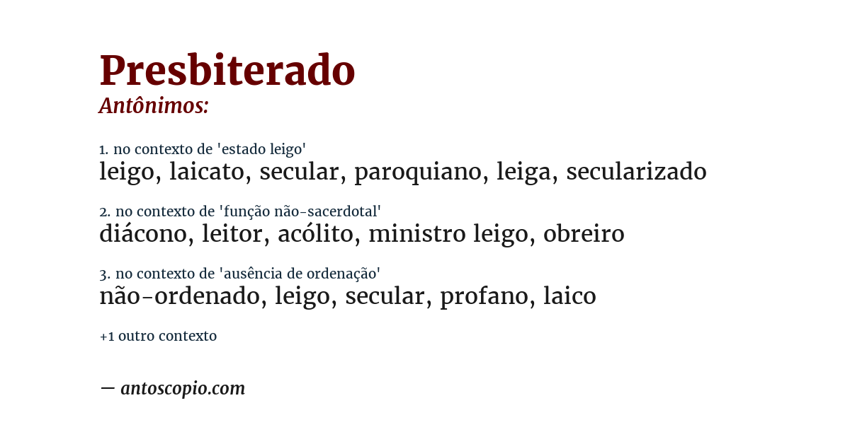 Antônimo de presbiterado