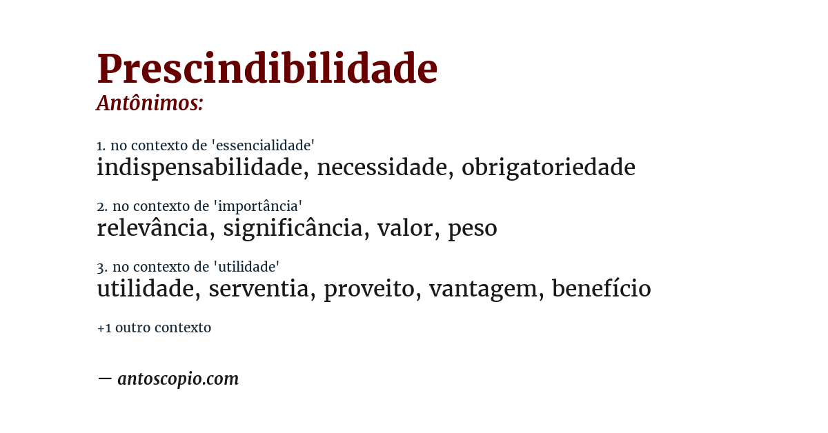 Antônimo de prescindibilidade