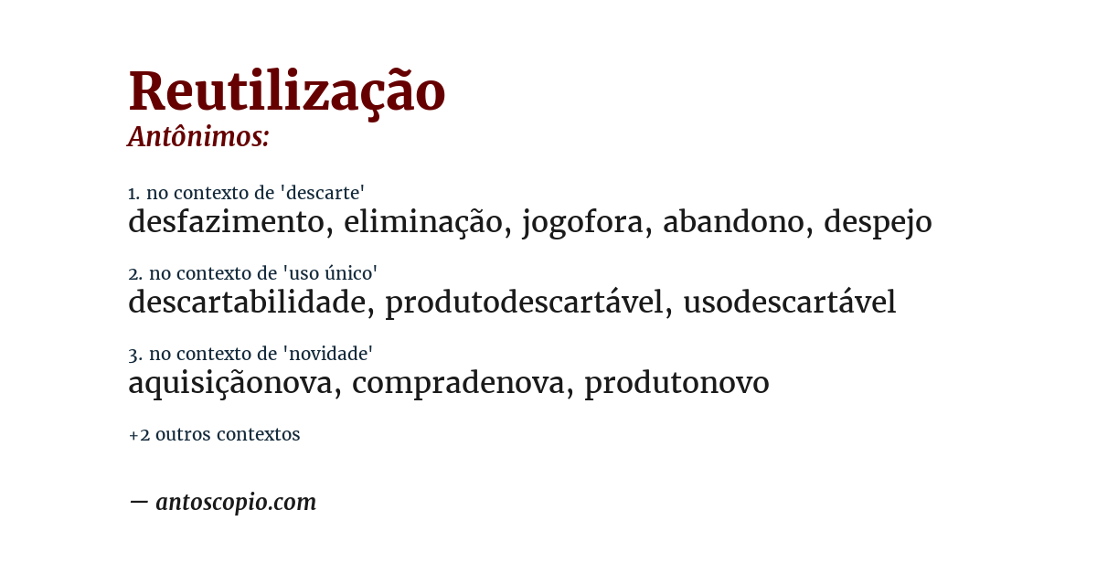 Antônimo de reutilização