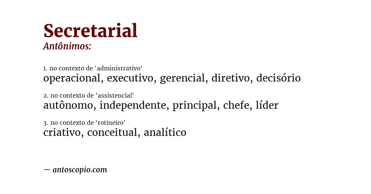 Antônimo de secretarial