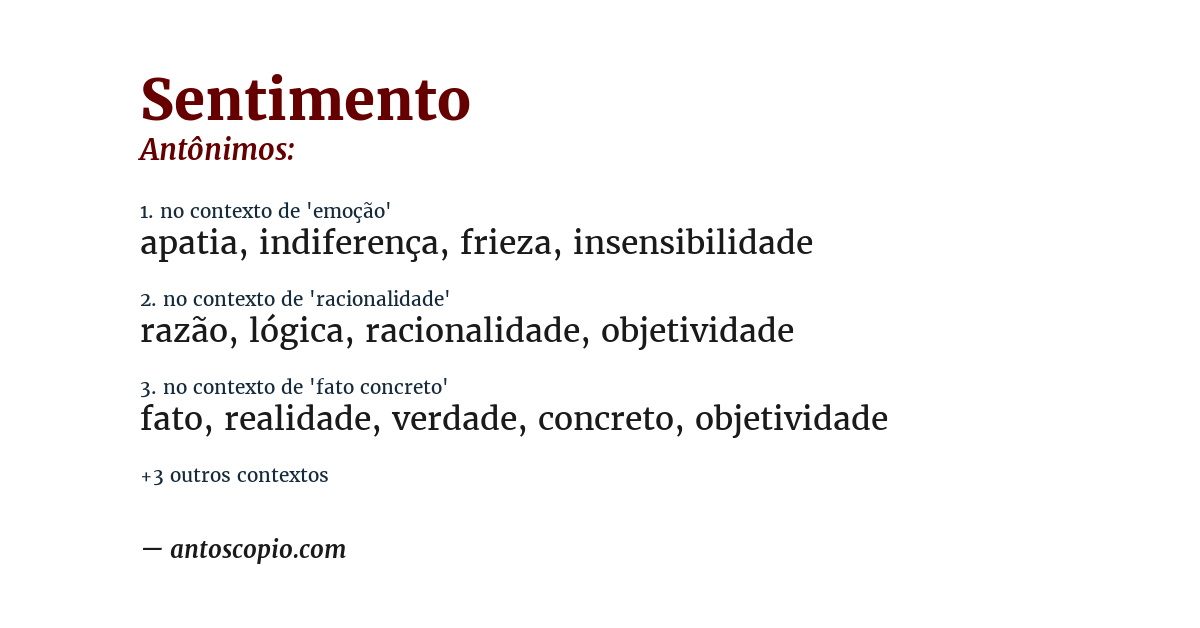 Antônimo de sentimento