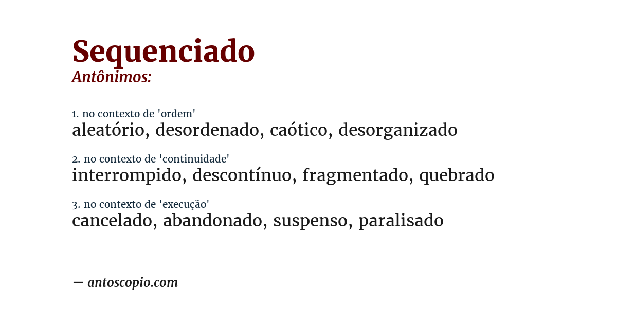 Antônimo de sequenciado