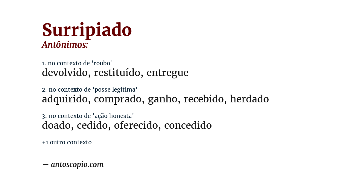 Antônimo de surripiado