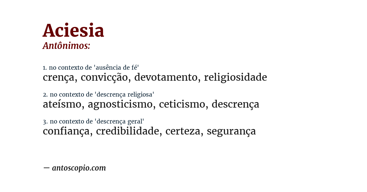 Antônimo de aciesia