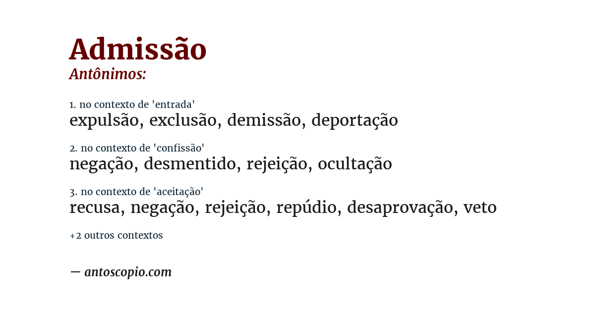 Antônimo de admissão
