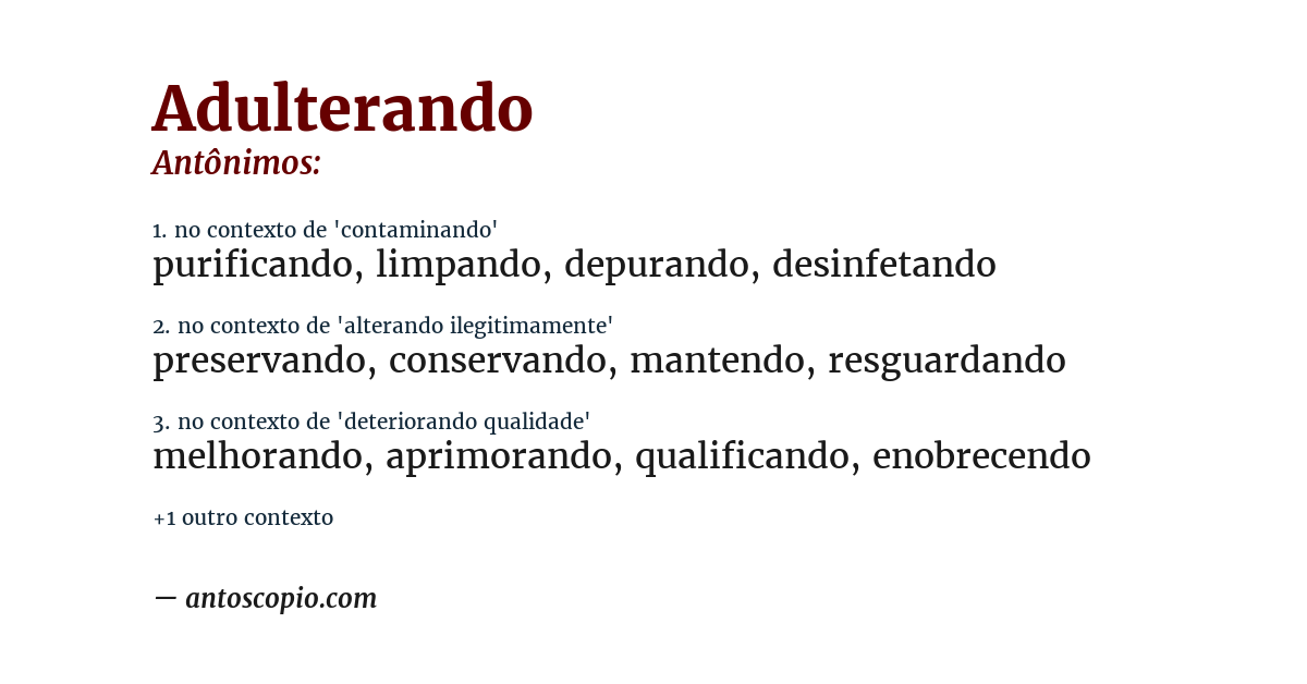 Antônimo de adulterando
