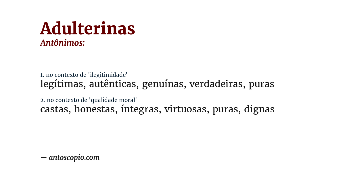 Antônimo de adulterinas