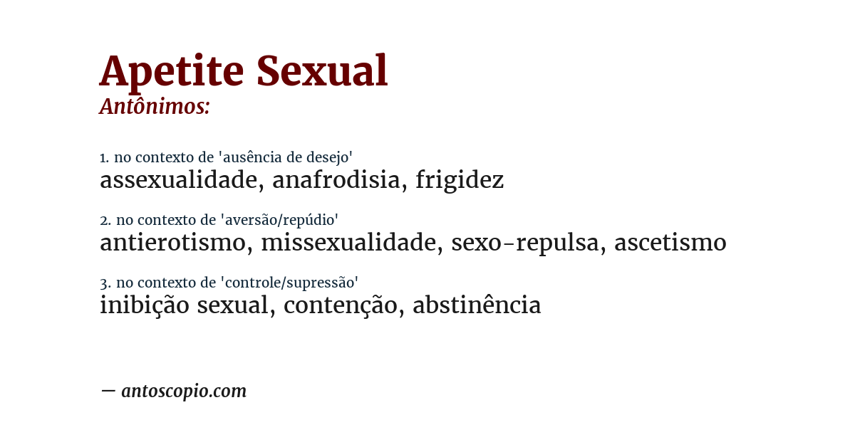 Antônimo de apetite sexual