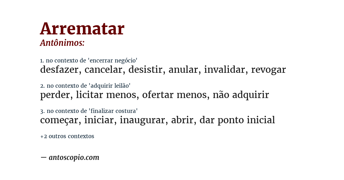 Antônimo de arrematar