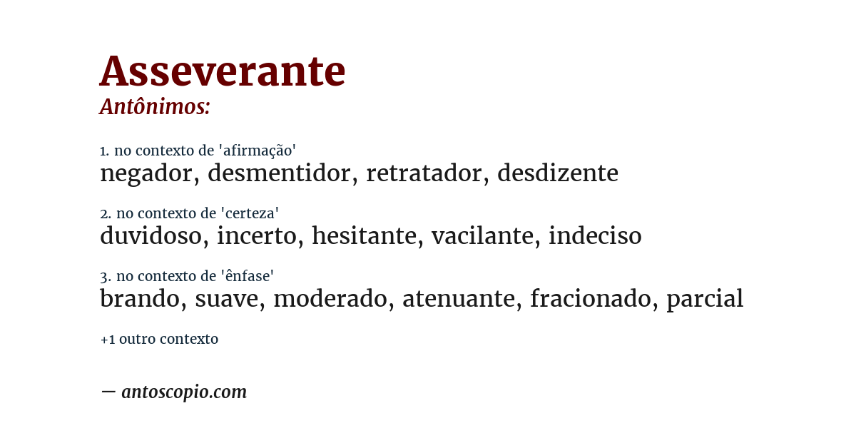 Antônimo de asseverante