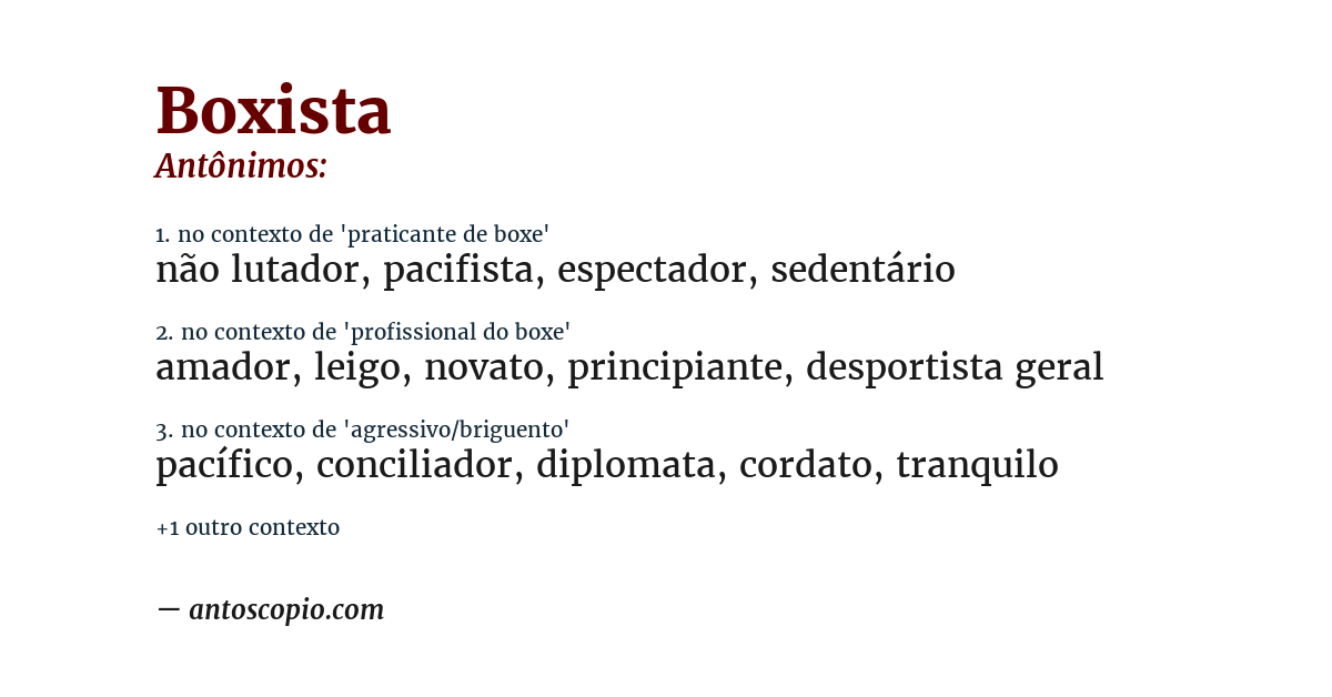 Antônimo de boxista