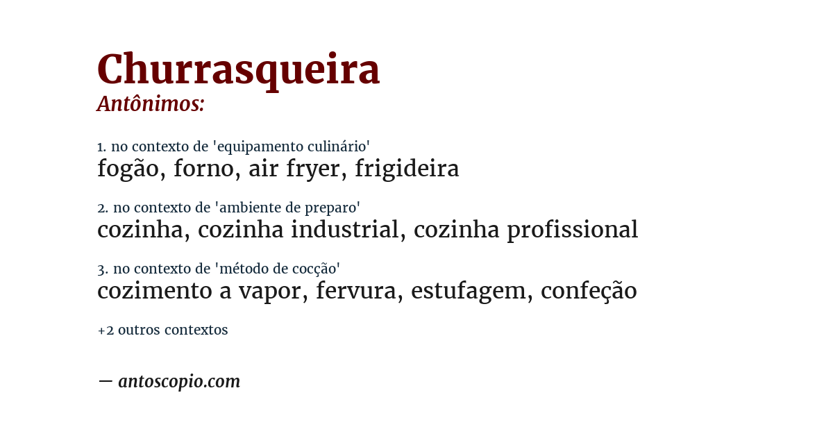 Antônimo de churrasqueira
