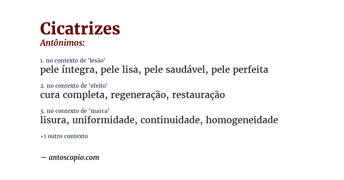 Antônimo de cicatrizes