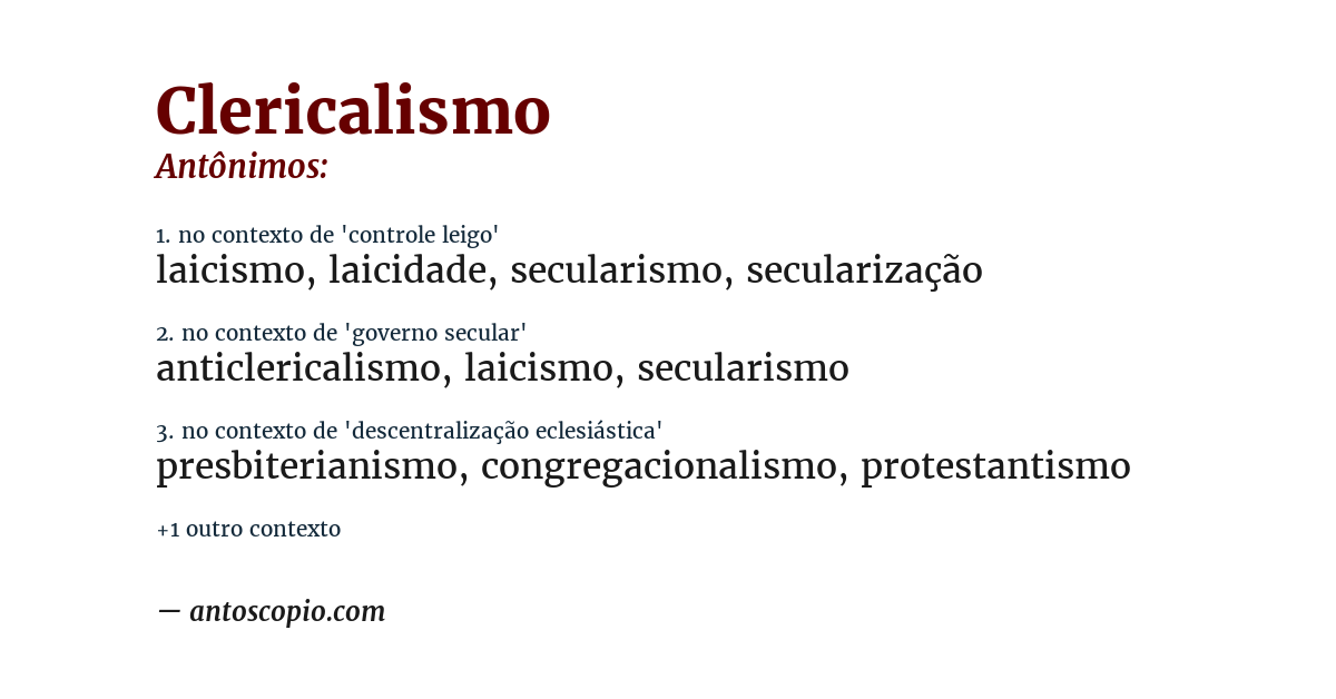 Antônimo de clericalismo