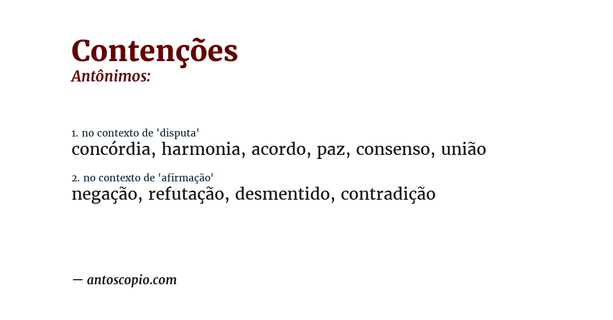 Antônimo de contenções