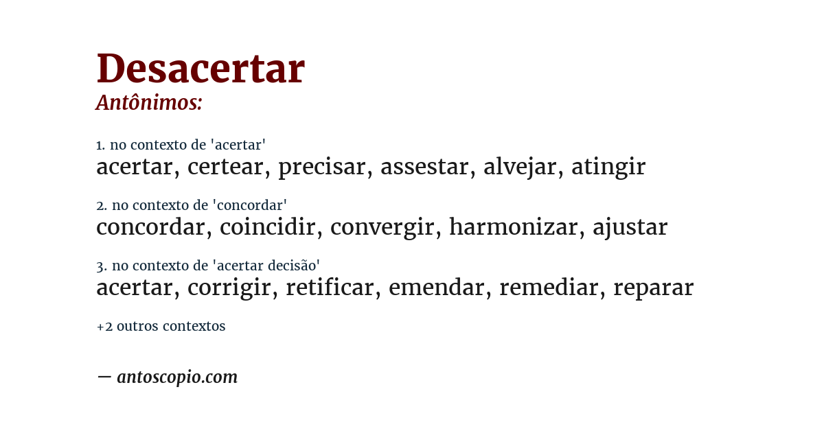 Antônimo de desacertar