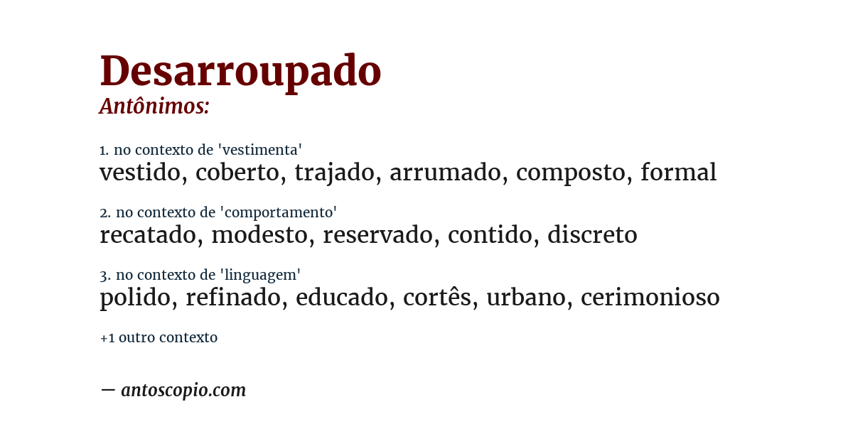 Antônimo de desarroupado