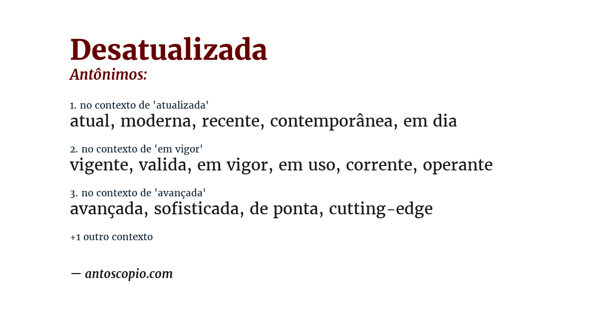 Antônimo de desatualizada