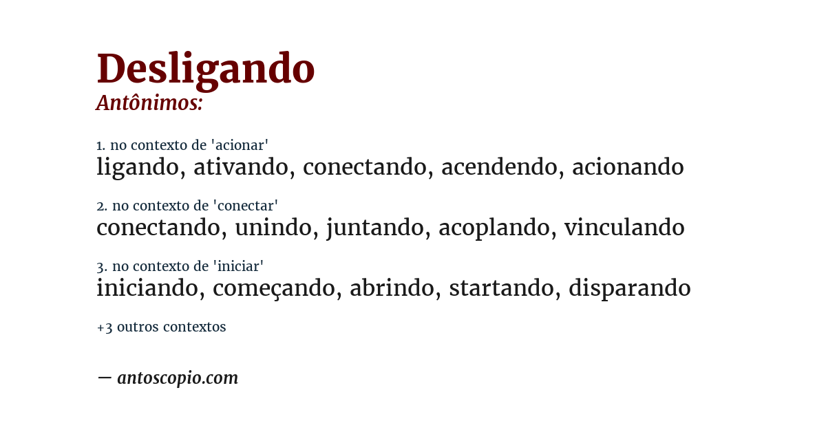 Antônimo de desligando