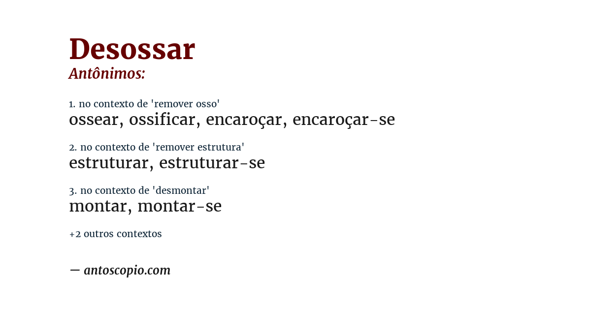 Antônimo de desossar