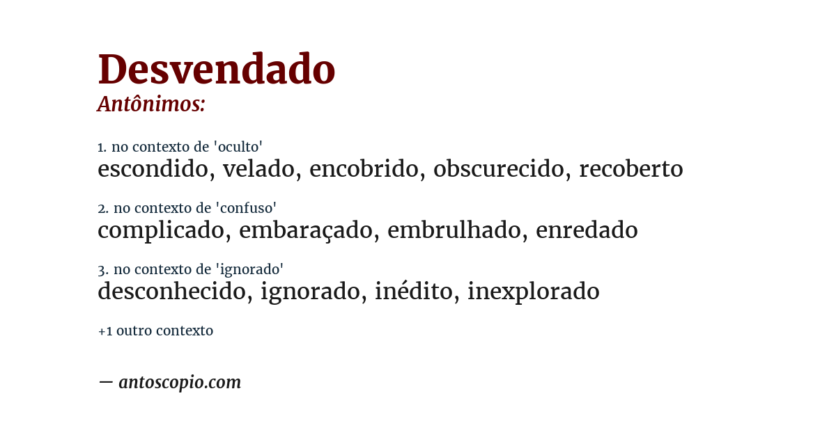 Antônimo de desvendado