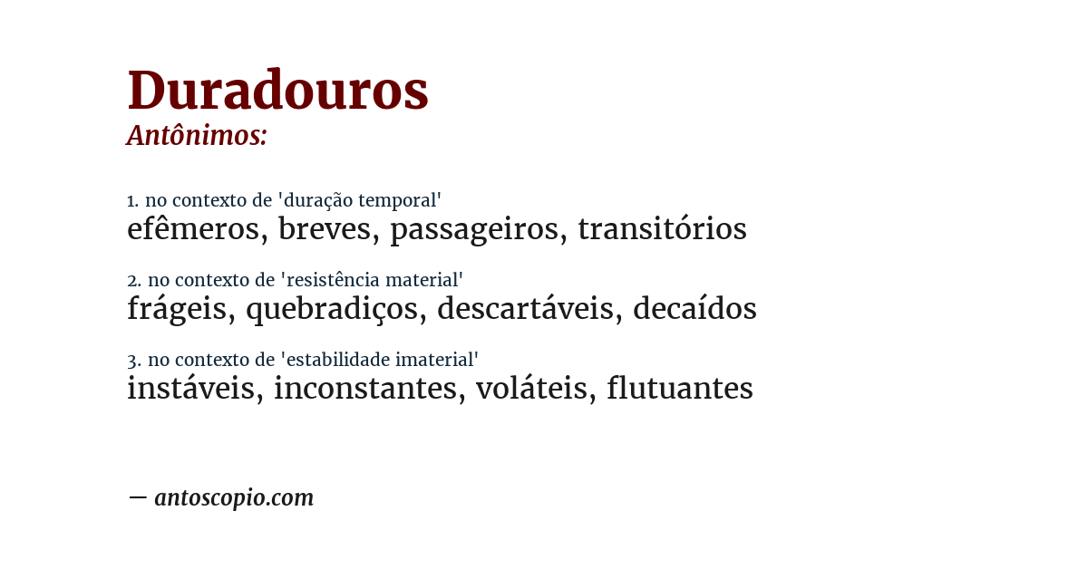 Antônimo de duradouros