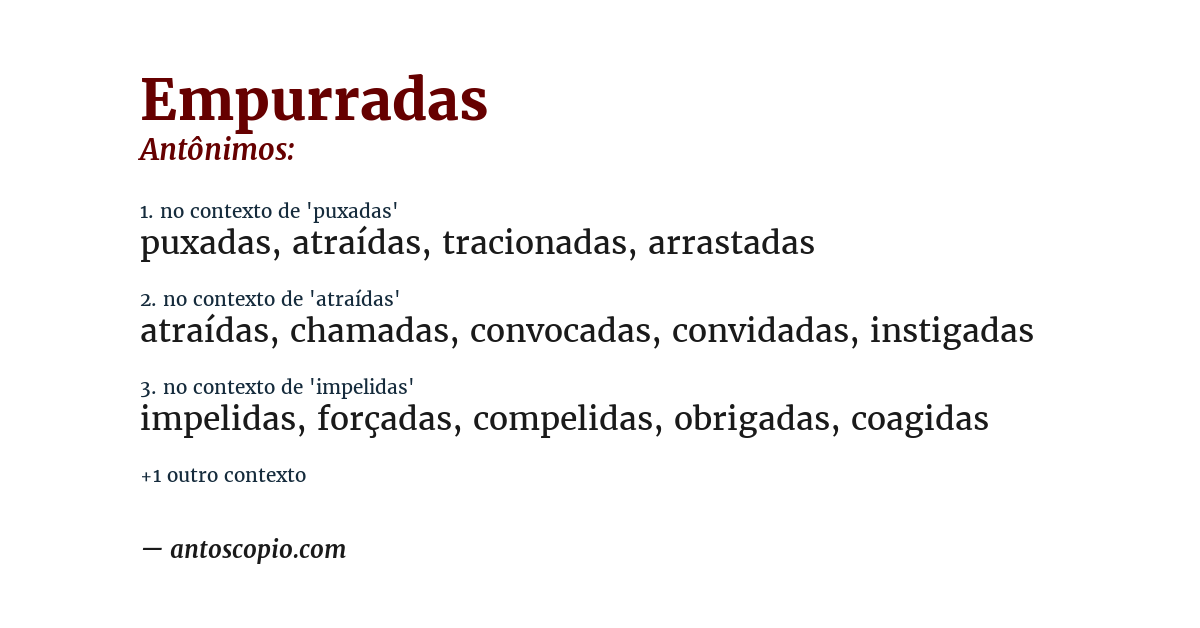 Antônimo de empurradas