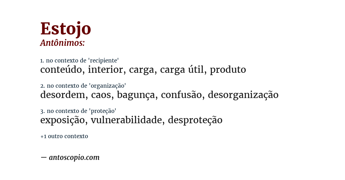 Antônimo de estojo