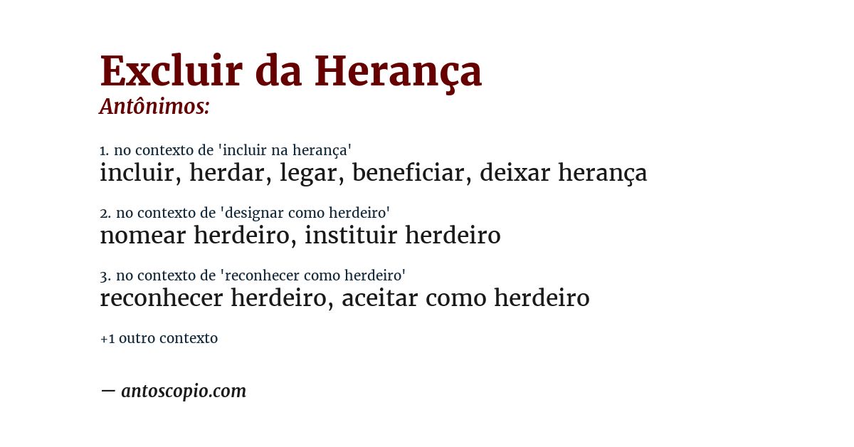 Antônimo de excluir da herança