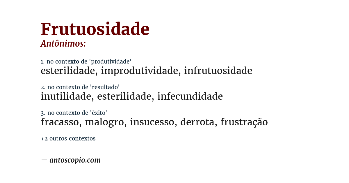 Antônimo de frutuosidade