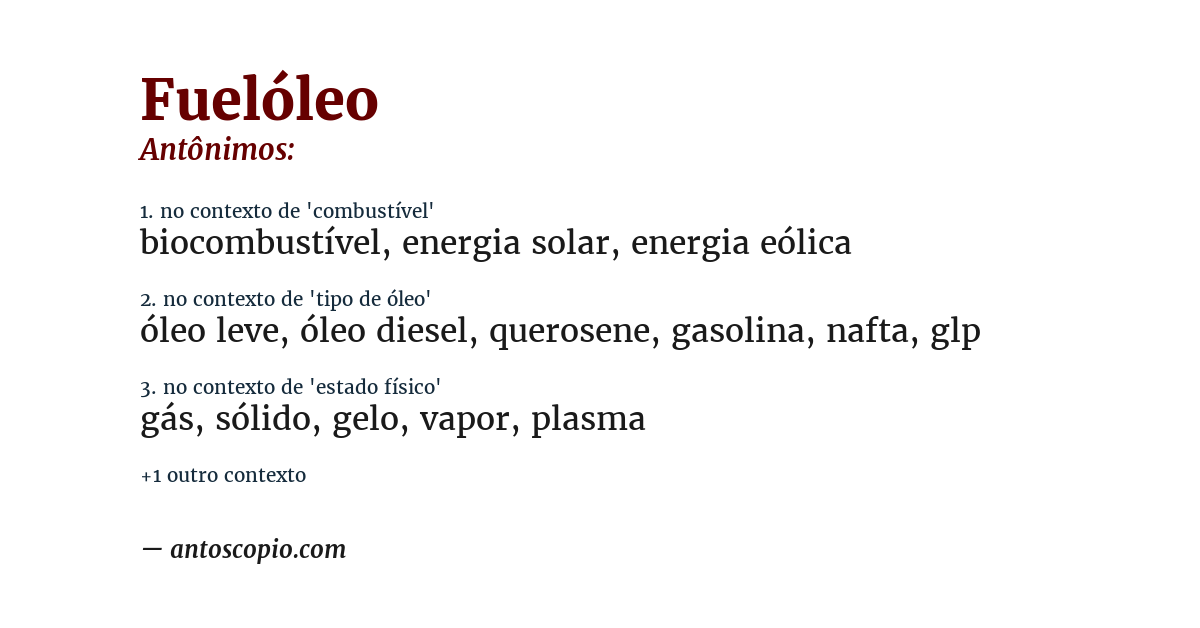 Antônimo de fuelóleo