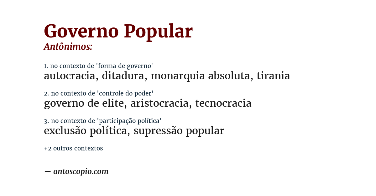 Antônimo de governo popular