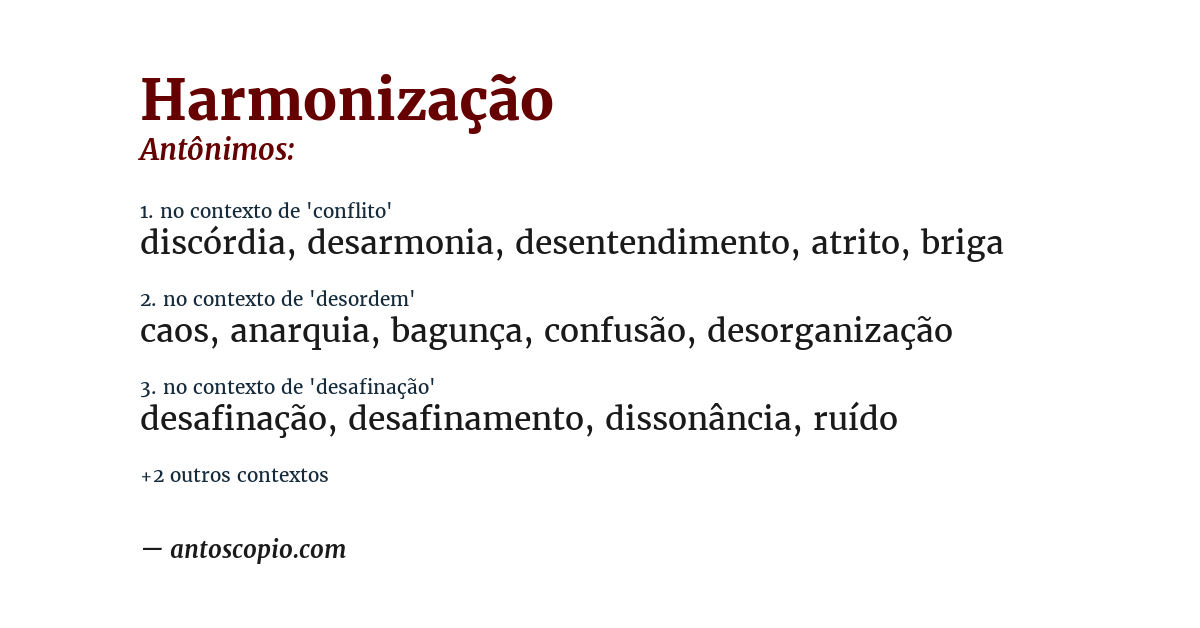 Antônimo de harmonização