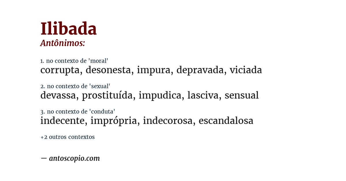Antônimo de ilibada