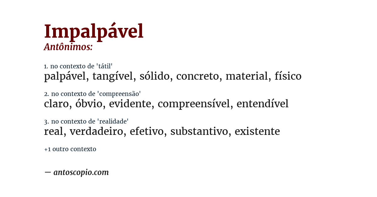 Antônimo de impalpável