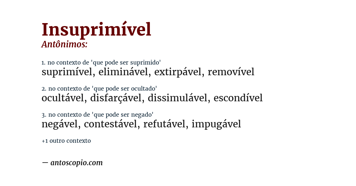 Antônimo de insuprimível