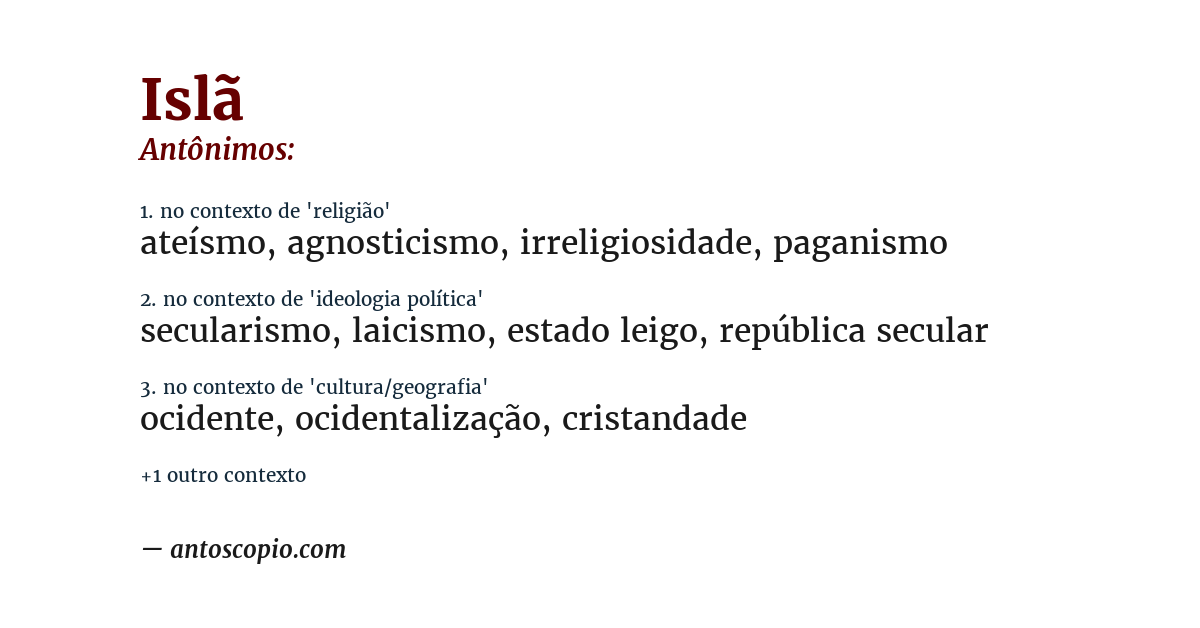 Antônimo de islã