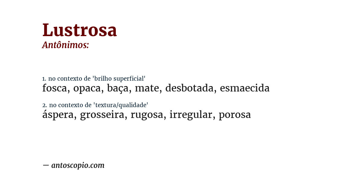 Antônimo de lustrosa