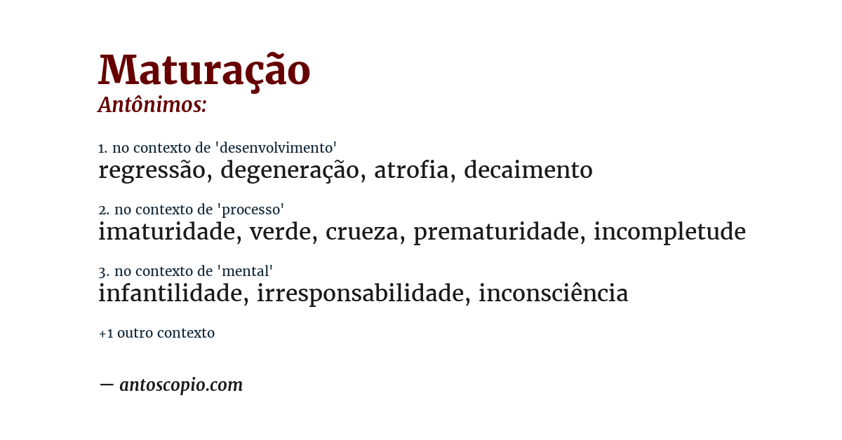 Antônimo de maturação