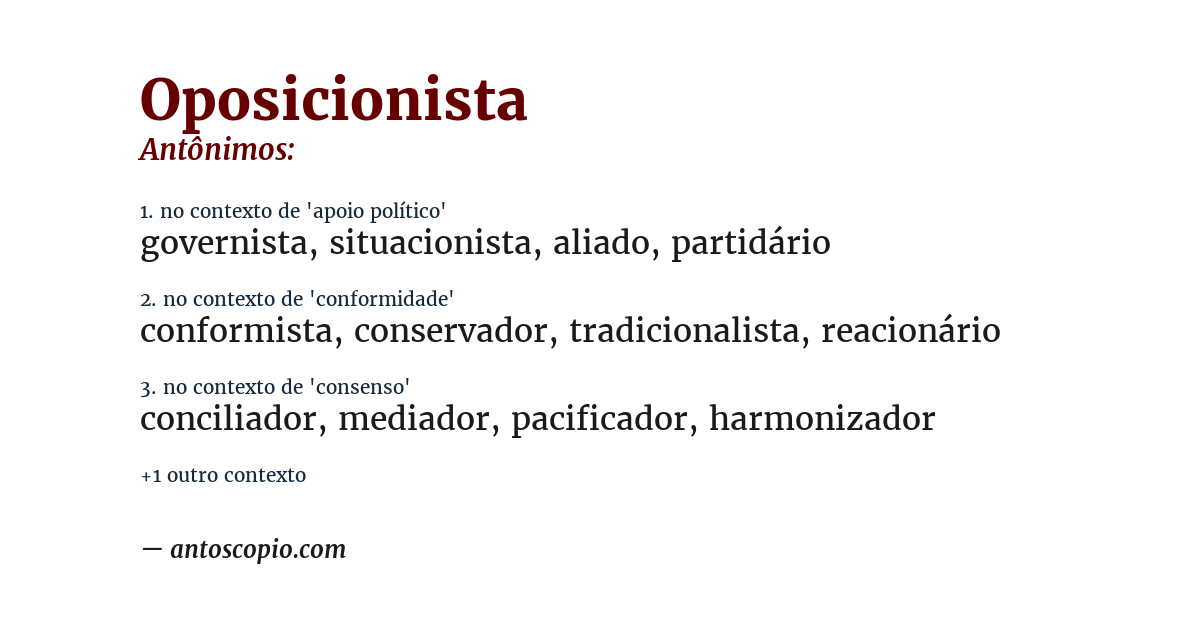 Antônimo de oposicionista